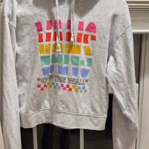Vans Light Gray Hoodie with Multicolor Logo
